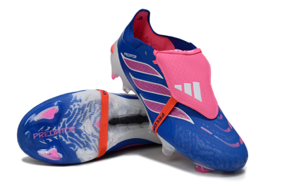 Men's Adidas Predator 26 Elite Fold-Over Tongue FG Firm Ground Low-Tops Football Boots - Blue/Electric Pink/Cerulean