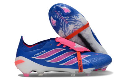 Men's Adidas Predator 26 Elite Fold-Over Tongue FG Firm Ground Low-Tops Football Boots - Blue/Electric Pink/Cerulean