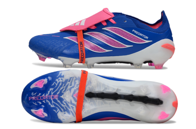Men's Adidas Predator 26 Elite Fold-Over Tongue FG Firm Ground Low-Tops Football Boots - Blue/Electric Pink/Cerulean