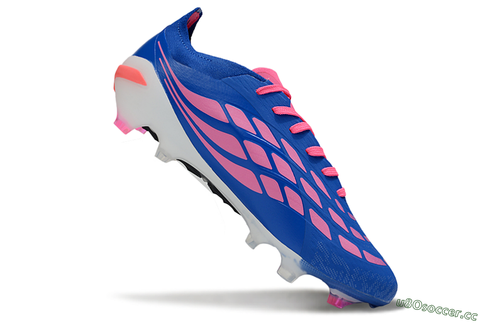 Men's Adidas Predator 26 Elite FG Firm Ground Low-Tops Football Boots - Blue/Electric Blue/Fuchsia Pink 4