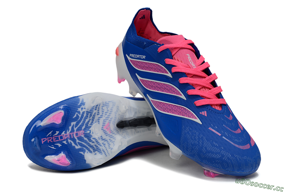 Men's Adidas Predator 26 Elite FG Firm Ground Low-Tops Football Boots - Blue/Electric Blue/Fuchsia Pink 3