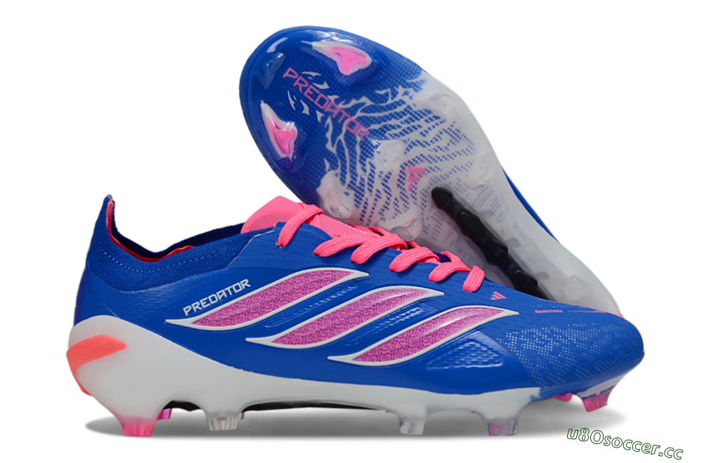 Men's Adidas Predator 26 Elite FG Firm Ground Low-Tops Football Boots - Blue/Electric Blue/Fuchsia Pink 2