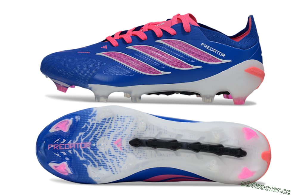 Men's Adidas Predator 26 Elite FG Firm Ground Low-Tops Football Boots - Blue/Electric Blue/Fuchsia Pink 1
