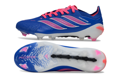Men's Adidas Predator 26 Elite FG Firm Ground Low-Tops Football Boots - Blue/Electric Blue/Fuchsia Pink