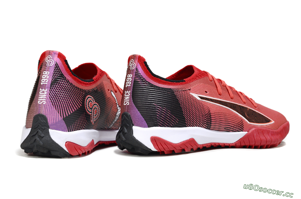 Men's Puma Ultra Ultimate TF Artificial Turf Low-Tops Football Shoes - Red/Vibrant Red/Crimson Black 6