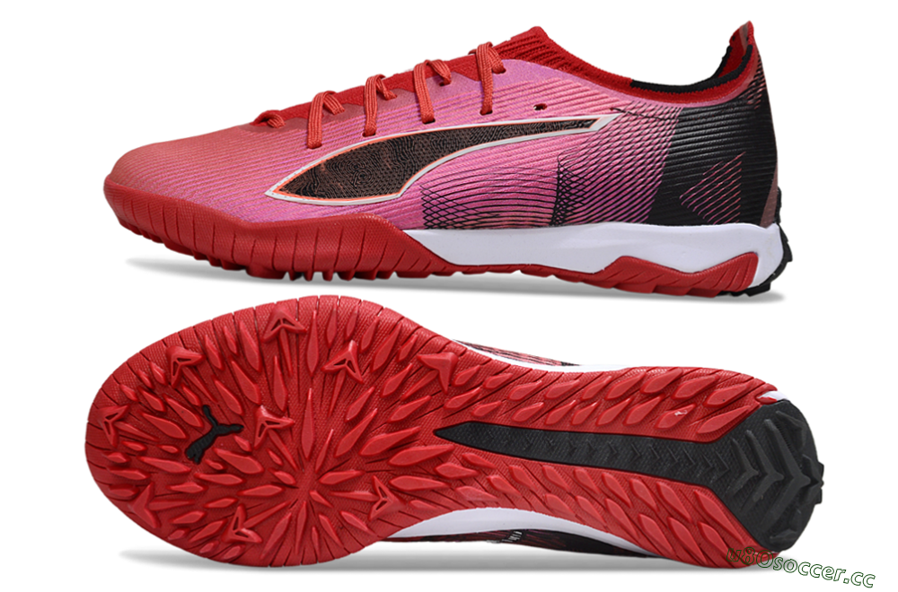 Men's Puma Ultra Ultimate TF Artificial Turf Low-Tops Football Shoes - Red/Vibrant Red/Crimson Black 1