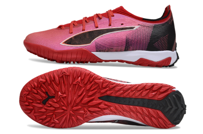 Men's Puma Ultra Ultimate TF Artificial Turf Low-Tops Football Shoes - Red/Vibrant Red/Crimson Black