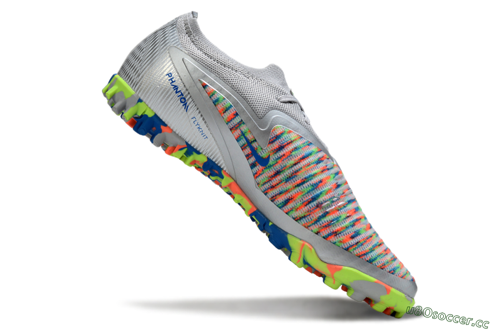 Unisex Nike Phantom 6 Low Elite TF Artificial Turf Low-Tops Football Shoes - Gray/Neon Orange/Electric Blue 4