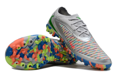 Unisex Nike Phantom 6 Low Elite TF Artificial Turf Low-Tops Football Shoes - Gray/Neon Orange/Electric Blue