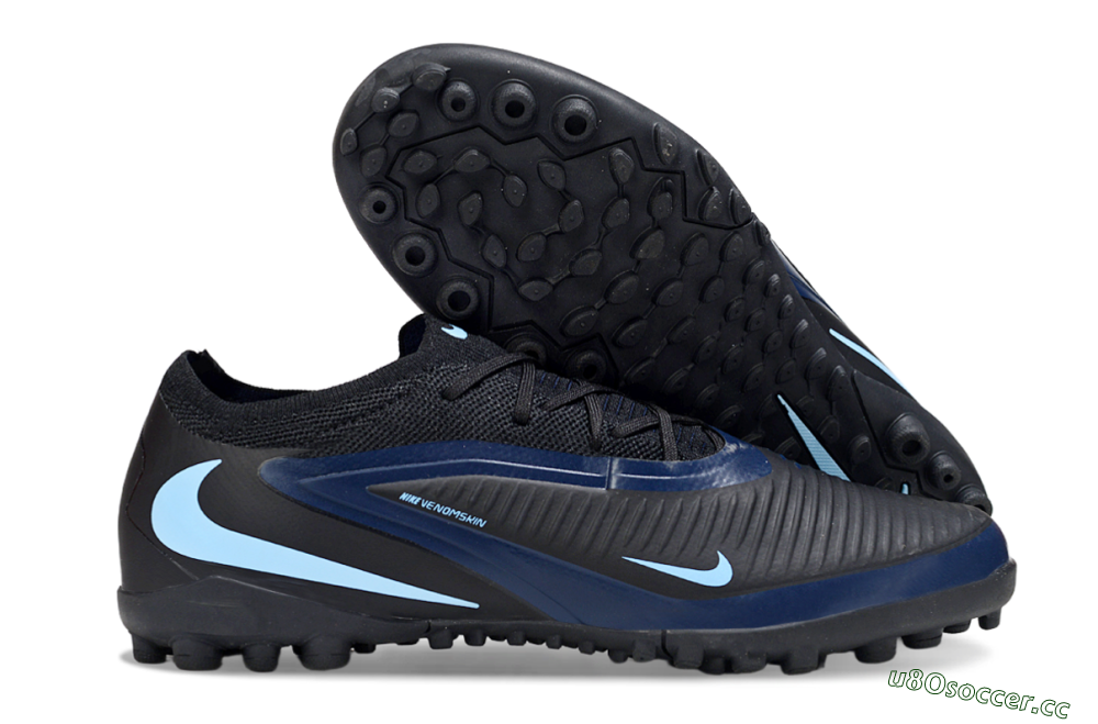 Unisex Nike Phantom 6 Low Elite TF Artificial Turf Low-Tops Football Shoes - Black/Midnight Blue/Icy Blue 2