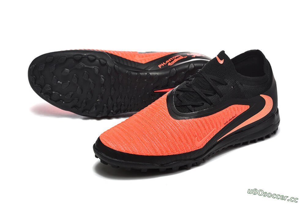Men's Nike Phantom 6 Low Elite TF Artificial Turf Low-Tops Football Shoes - Orange/Vibrant Coral/Jet Black 3