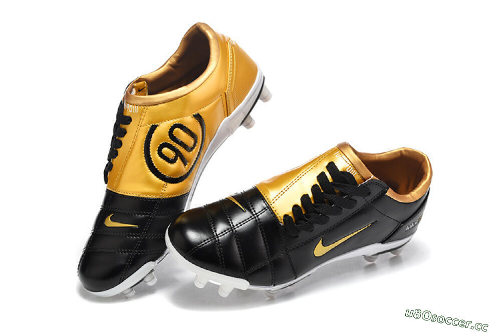 Men's Nike Total 90 III FG Firm Ground Low-Tops Football Boots - Black/Gold Metallic/White 5