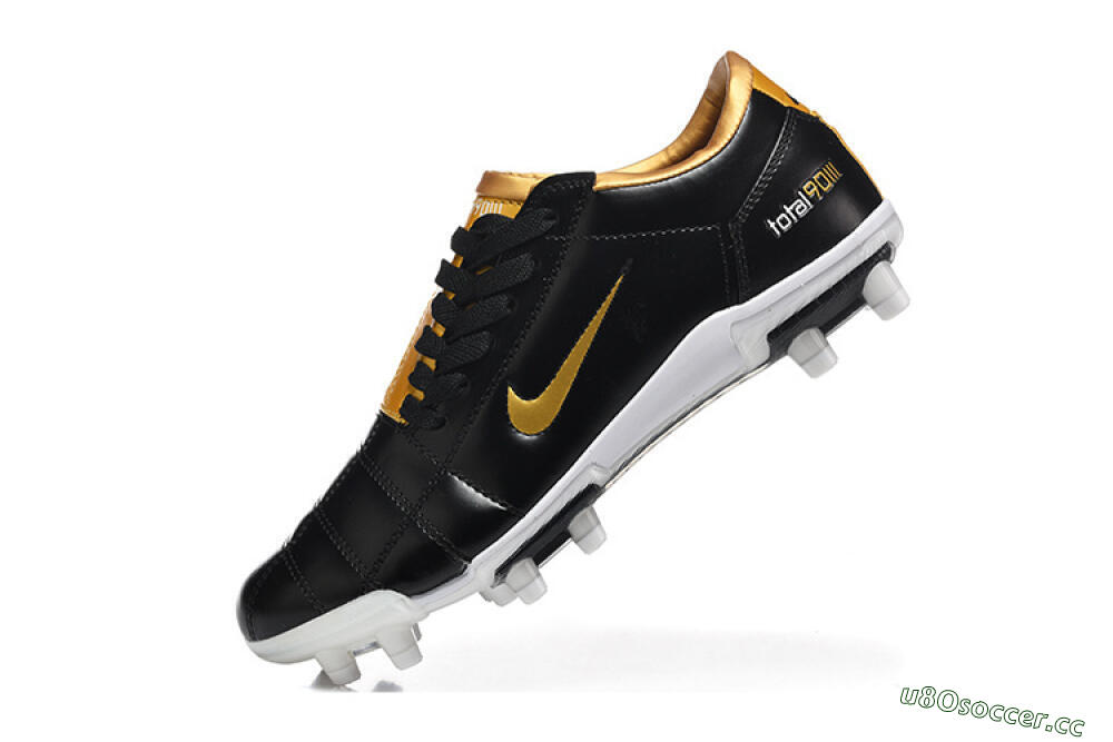 Men's Nike Total 90 III FG Firm Ground Low-Tops Football Boots - Black/Gold Metallic/White 7