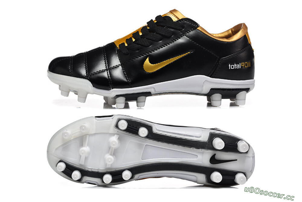 Men's Nike Total 90 III FG Firm Ground Low-Tops Football Boots - Black/Gold Metallic/White 1