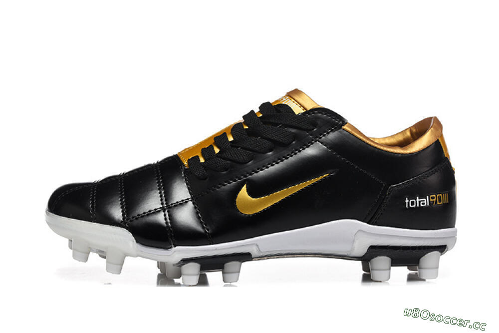 Men's Nike Total 90 III FG Firm Ground Low-Tops Football Boots - Black/Gold Metallic/White 2