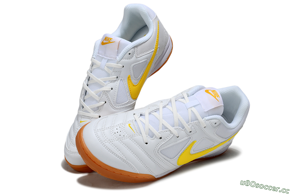 Men's Supreme x Nike SB Gato IC Indoor & Futsal Low-Tops Football Shoes - White/Solar Yellow/Copper Brown 3