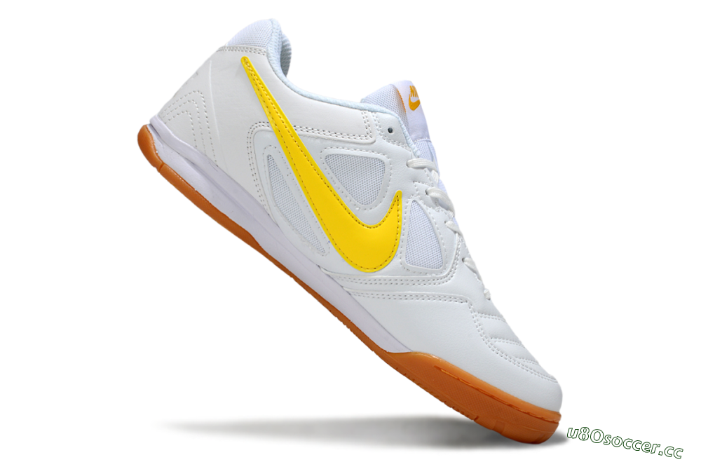 Men's Supreme x Nike SB Gato IC Indoor & Futsal Low-Tops Football Shoes - White/Solar Yellow/Copper Brown 4