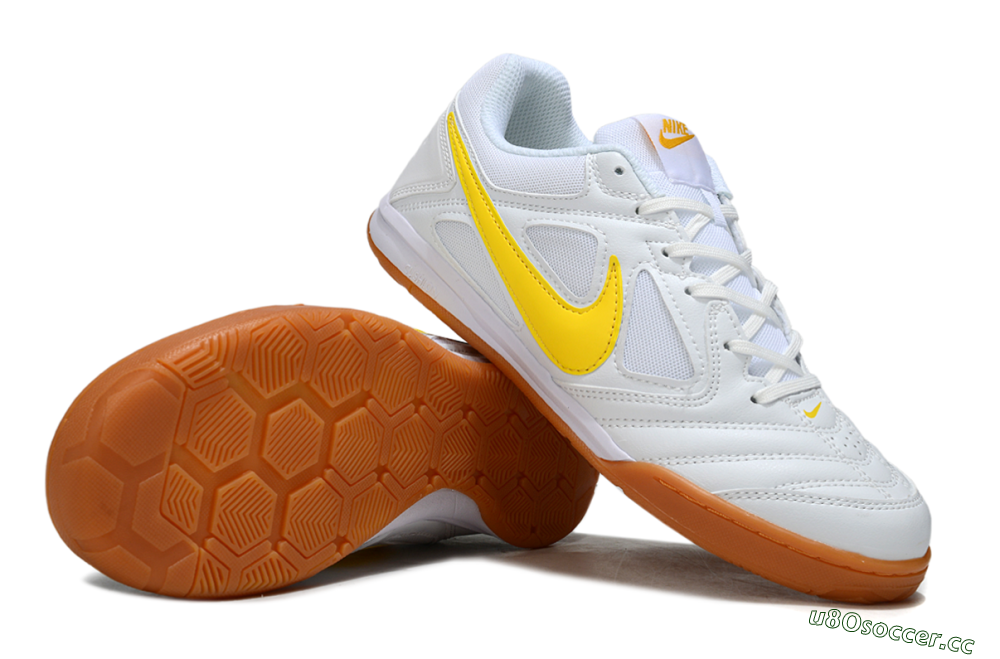 Men's Supreme x Nike SB Gato IC Indoor & Futsal Low-Tops Football Shoes - White/Solar Yellow/Copper Brown 1