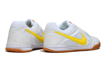 Men's Supreme x Nike SB Gato IC Indoor & Futsal Low-Tops Football Shoes - White/Solar Yellow/Copper Brown