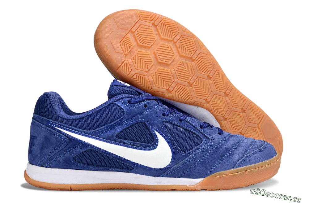 Men's Supreme x Nike SB Gato IC Indoor & Futsal Low-Tops Football Shoes - Blue/Royal Blue/Orange Peel 2
