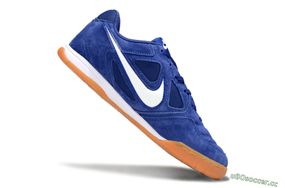 Men's Supreme x Nike SB Gato IC Indoor & Futsal Low-Tops Football Shoes - Blue/Royal Blue/Orange Peel 4