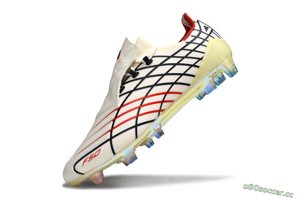 Men's Adidas F50 Elite FG Firm Ground Low-Tops Football Boots - Cream/Fiery Red/Deep Black 5