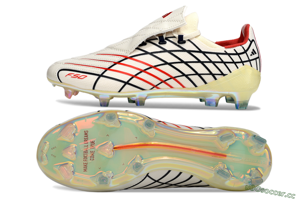 Men's Adidas F50 Elite FG Firm Ground Low-Tops Football Boots - Cream/Fiery Red/Deep Black 1