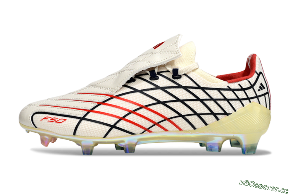 Men's Adidas F50 Elite FG Firm Ground Low-Tops Football Boots - Cream/Fiery Red/Deep Black 0
