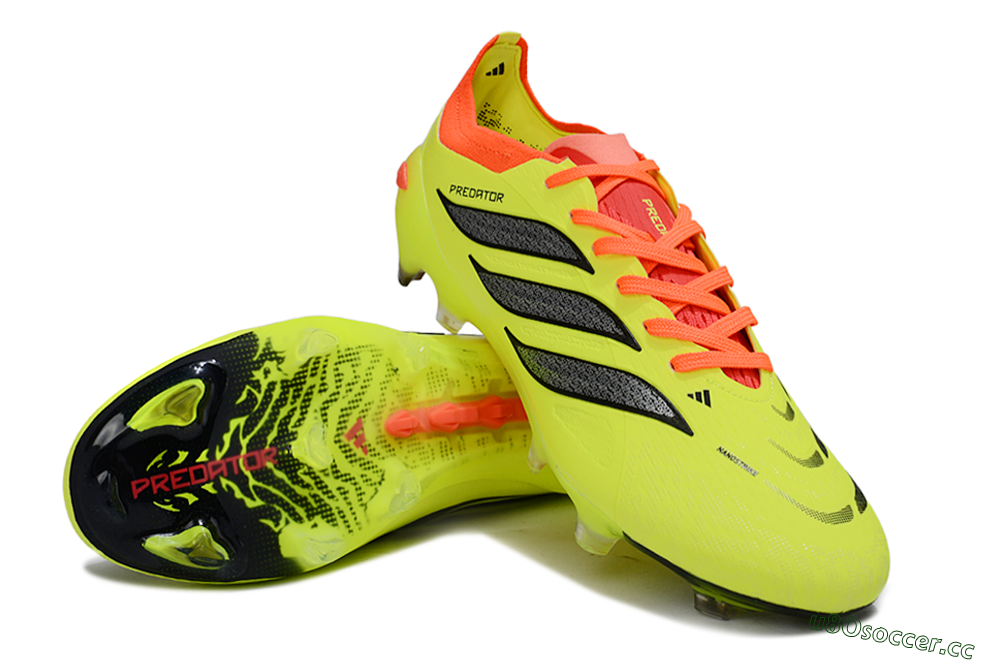 Men's Adidas Predator 26 Elite FG Firm Ground Low-Tops Football Boots - Yellow/Fluorescent Yellow/Neon Orange 3