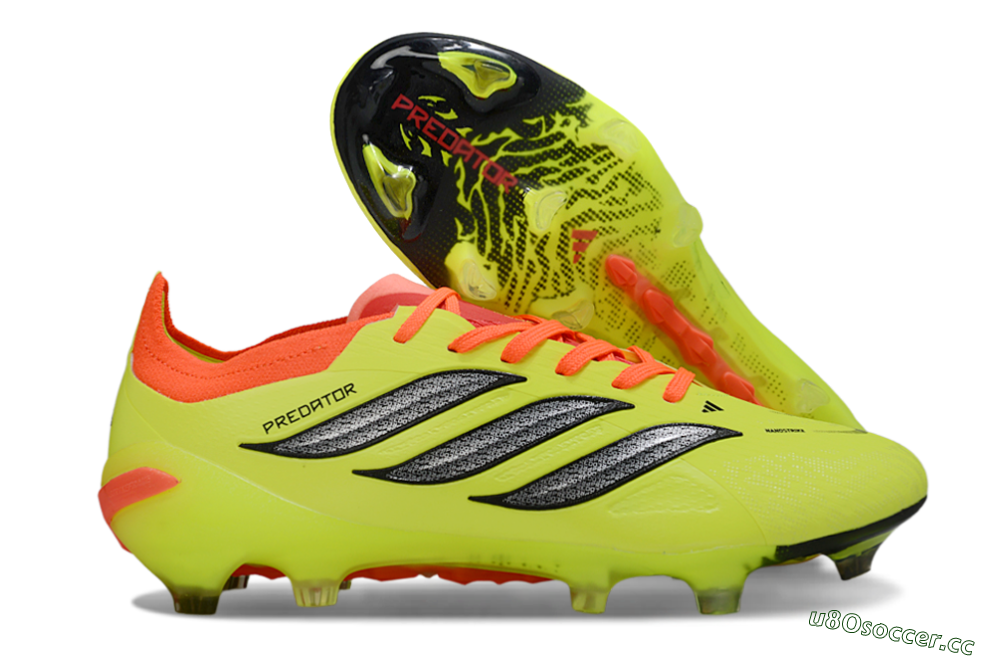 Men's Adidas Predator 26 Elite FG Firm Ground Low-Tops Football Boots - Yellow/Fluorescent Yellow/Neon Orange 2