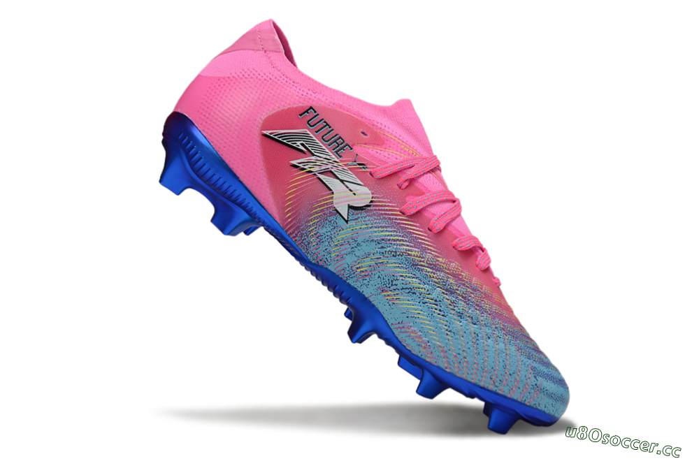 Men's Puma Future 8 Ultimate FG Firm Ground Low-Tops Football Boots - Pink/Electric Blue/Teal 4