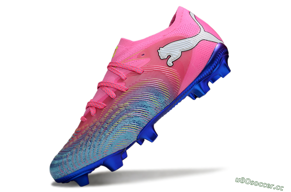 Men's Puma Future 8 Ultimate FG Firm Ground Low-Tops Football Boots - Pink/Electric Blue/Teal 5