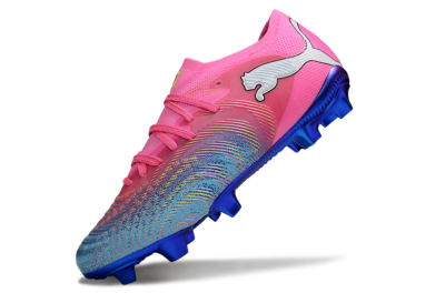Men's Puma Future 8 Ultimate FG Firm Ground Low-Tops Football Boots - Pink/Electric Blue/Teal