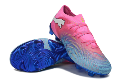 Men's Puma Future 8 Ultimate FG Firm Ground Low-Tops Football Boots - Pink/Electric Blue/Teal