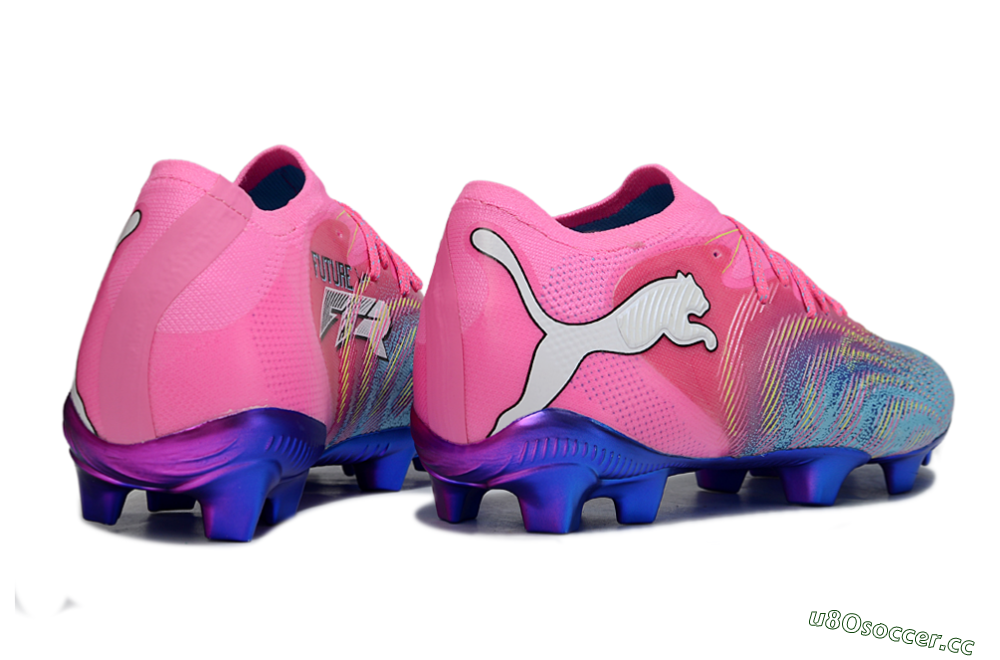 Men's Puma Future 8 Ultimate FG Firm Ground Low-Tops Football Boots - Pink/Electric Blue/Teal 6