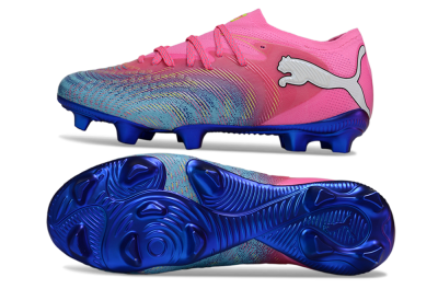 Men's Puma Future 8 Ultimate FG Firm Ground Low-Tops Football Boots - Pink/Electric Blue/Teal