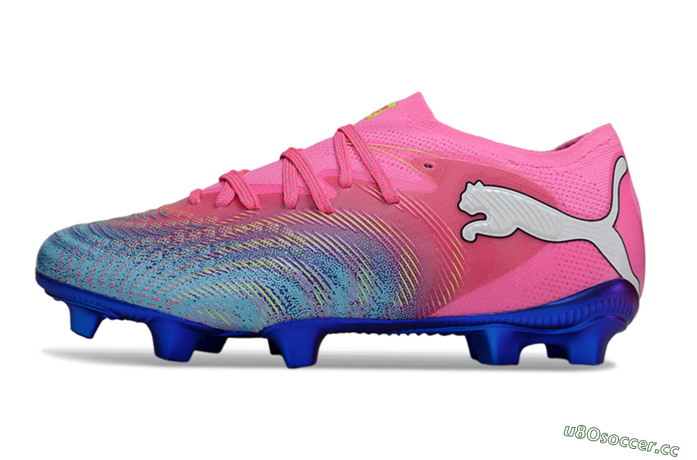 Men's Puma Future 8 Ultimate FG Firm Ground Low-Tops Football Boots - Pink/Electric Blue/Teal 0