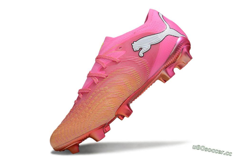 Men's Puma Future 8 Ultimate FG Firm Ground Low-Tops Football Boots - Pink/Vivid Pink/Metallic Red 5