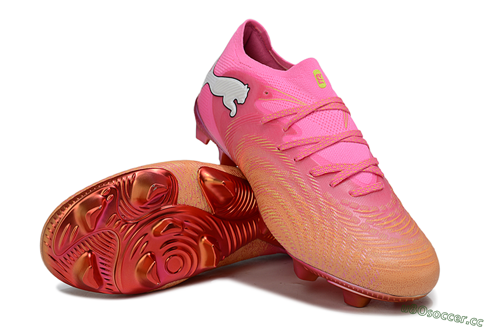 Men's Puma Future 8 Ultimate FG Firm Ground Low-Tops Football Boots - Pink/Vivid Pink/Metallic Red 3