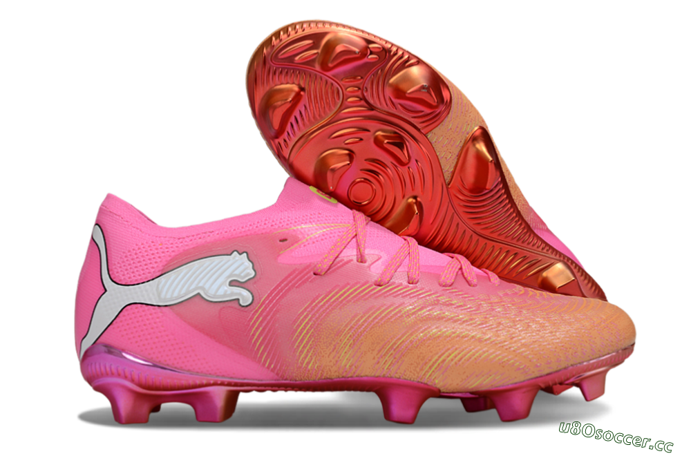 Men's Puma Future 8 Ultimate FG Firm Ground Low-Tops Football Boots - Pink/Vivid Pink/Metallic Red 2