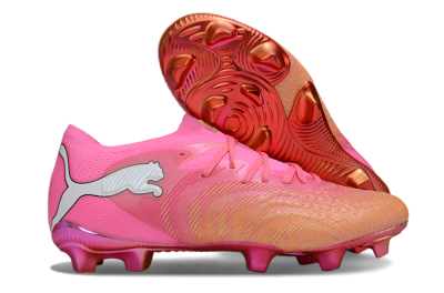 Men's Puma Future 8 Ultimate FG Firm Ground Low-Tops Football Boots - Pink/Vivid Pink/Metallic Red