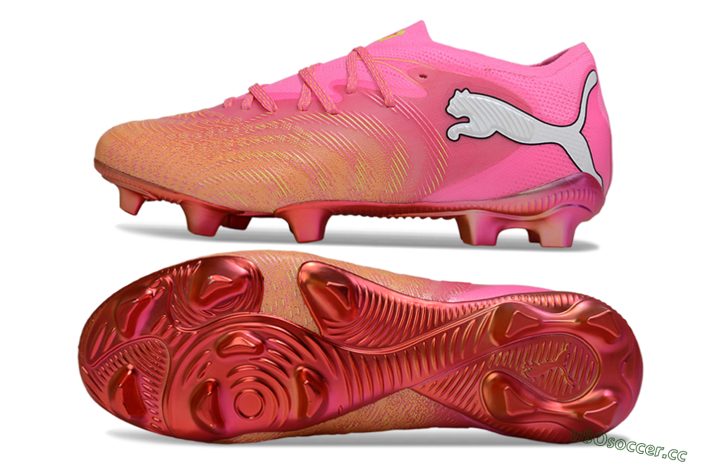Men's Puma Future 8 Ultimate FG Firm Ground Low-Tops Football Boots - Pink/Vivid Pink/Metallic Red 1
