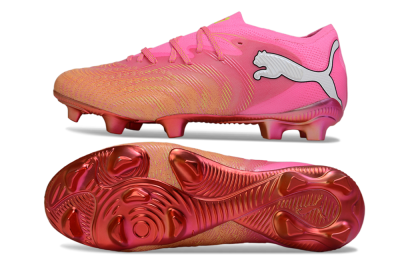 Men's Puma Future 8 Ultimate FG Firm Ground Low-Tops Football Boots - Pink/Vivid Pink/Metallic Red