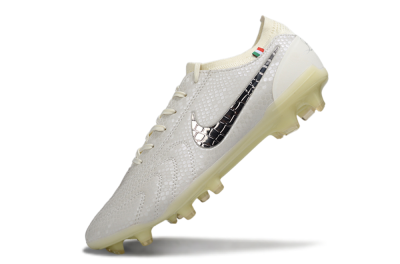 Men's Nike Tiempo Legend 10 Elite FG Firm Ground Low-Tops Football Boots - White/Ivory/Metallic Silver