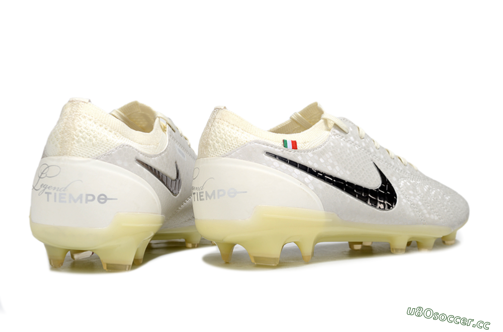Men's Nike Tiempo Legend 10 Elite FG Firm Ground Low-Tops Football Boots - White/Ivory/Metallic Silver 6