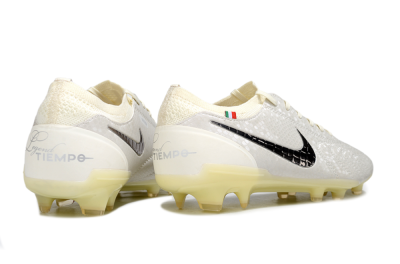 Men's Nike Tiempo Legend 10 Elite FG Firm Ground Low-Tops Football Boots - White/Ivory/Metallic Silver