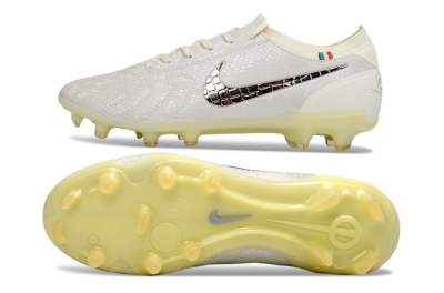 Men's Nike Tiempo Legend 10 Elite FG Firm Ground Low-Tops Football Boots - White/Ivory/Metallic Silver