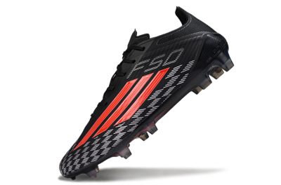 Men's Adidas F50 Elite FG Firm Ground Low-Tops Football Boots - Black/Fiery Red/Charcoal Gray