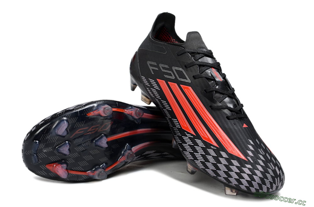 Men's Adidas F50 Elite FG Firm Ground Low-Tops Football Boots - Black/Fiery Red/Charcoal Gray 3