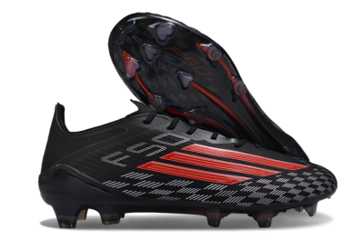Men's Adidas F50 Elite FG Firm Ground Low-Tops Football Boots - Black/Fiery Red/Charcoal Gray